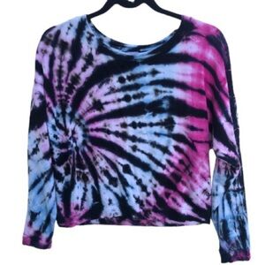 Edge tie dye long sleeve crop tee M